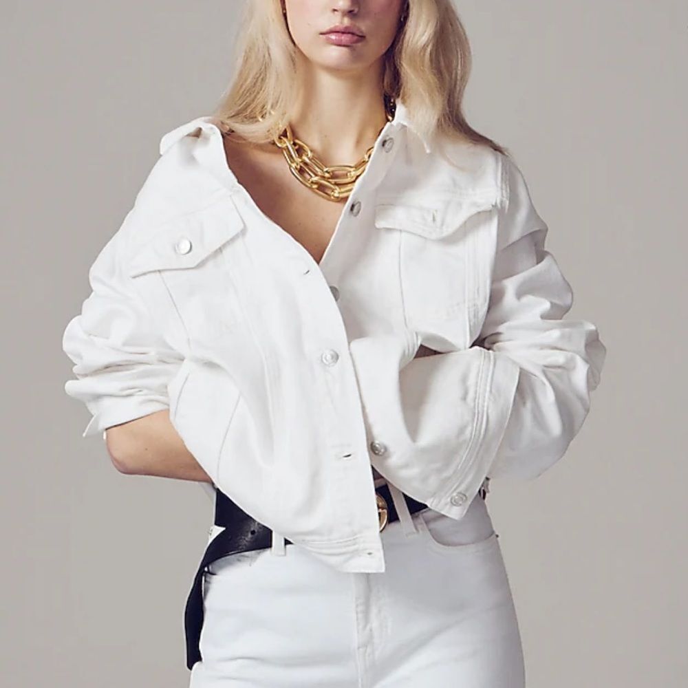 J Crew New‎ classic denim jacket in white Womens XS